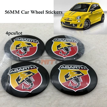 

Aluminium 4PCS/LOT 56MM Car Wheel hub Stickers Auto Wheel Caps for Abarth Logo Badge Emblem Car Wheel Center Stickers
