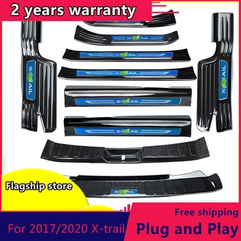 

For Nissan X-Trail 2017-2020 Car Door Sill Trim Scuff Plate Welcome Pedal Protector Cover stainless steel enterance Guard