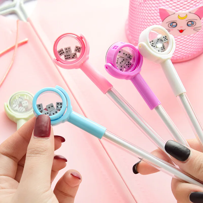 2X Cute Interesting Dice Gel Pen Writing Signing Pen School Office Supply Kids Gift Student Stationery 0.5mm Black Ink