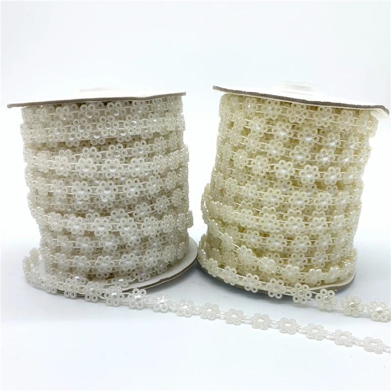 2 ярда 10 мм белые жемчужные бусины цвета слоновой кости цепочка гирлянда цветы