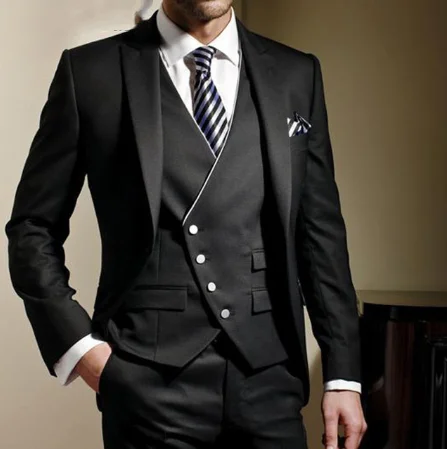 Same As Image Bridalaffair черный формальный мужской костюм Slim Fit мужские s костюмы индивидуальный пошив смокинг для жениха блейзер для свадьбы Выпускной пиджак брюки с жилетом 3 шт - Цвет: Same As Image