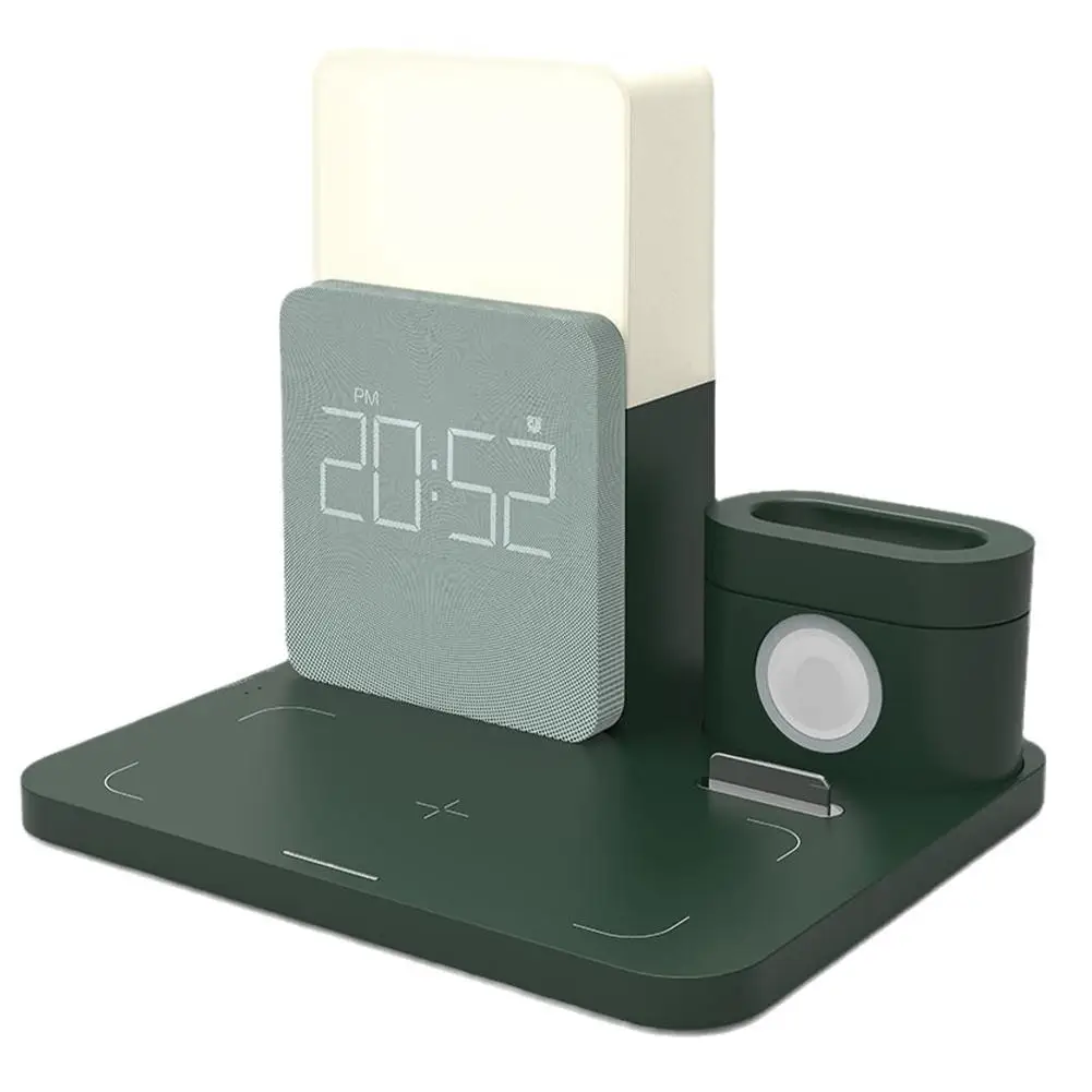 Função de Luz da Noite Carregador sem Fio Carregamento sem Fio Multi Relógio Doca Lâmpada Mesa Tempo Despertador Carregador Rápido Estação qi 6 Cheap Luminária de mesa