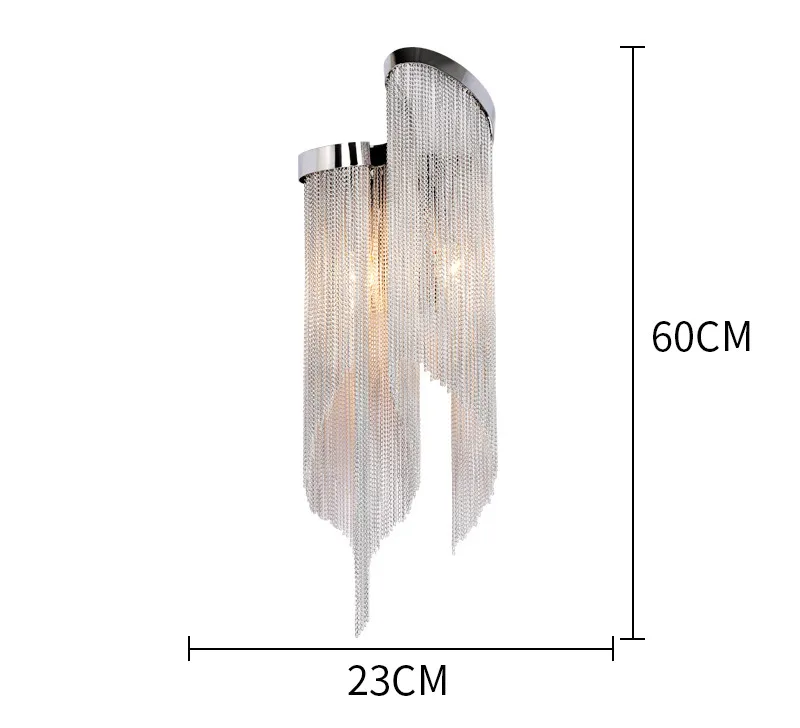 wall lamp L23 H60cm Post Современная тарелка с алюминиевой кисточкой светодиодный подвесной светильник вилла отель блеск кисточкой E14 Lamparas Colgantes подвесной светильник - Цвет корпуса: wall lamp L23 H60cm