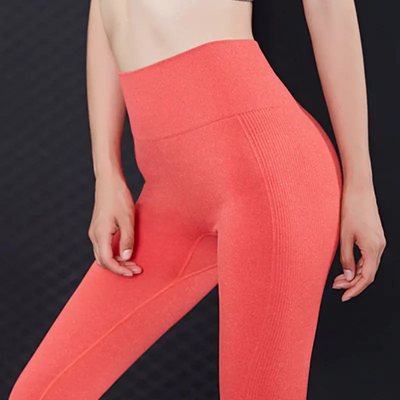 Red Женская спортивная одежда, спортивные штаны, бесшовные спортивные леггинсы, Леггинсы для фитнеса, компрессионная однотонная тонкая одежда для бега - Цвет: Red