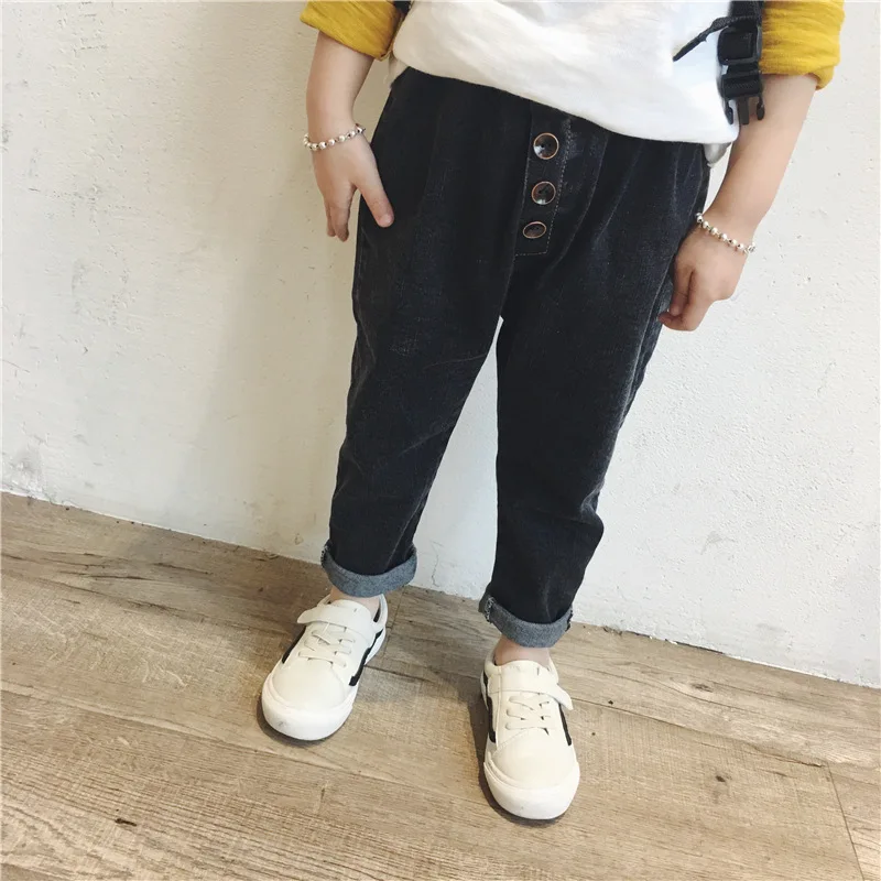 Childrenswear Autumn Crawler Children Cotton Jeans Men And Women Children Three Buckles Korean-style Cowboy Fashion Pants