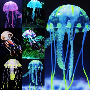 

Uniclife 6 Pcs Glowing Artificial Jellyfish Ornament Decoration for Aquarium Fish Tank Décor Silicone Small Accessories
