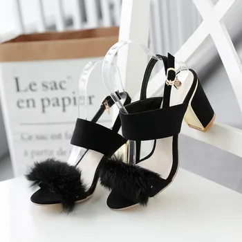 

Oversized - high heels sandals women shoes woman summer ladies A word with open toe MAO MAO after empty