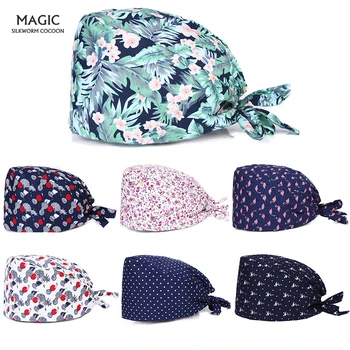 

Adjustable Operating Hats High quality nurse printing caps Unisex Medical surgical cap Mickey dental clinic surgery work caps