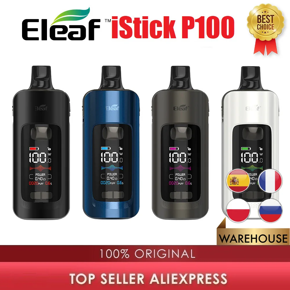 Оригинальный Eleaf iStick P100 Pod Комплект с 3400 мА/ч Батарея 100 Пара Сменные форсунки из