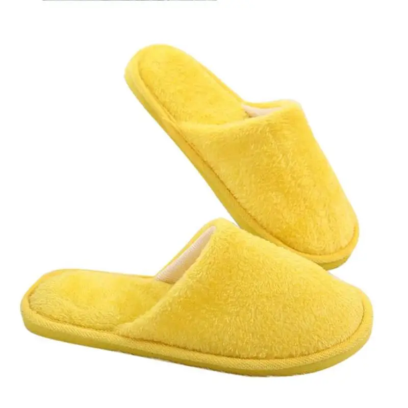 yellow 9 цветов; нескользящая обувь; мягкие теплые хлопковые сандалии; домашние тапочки - Цвет: yellow