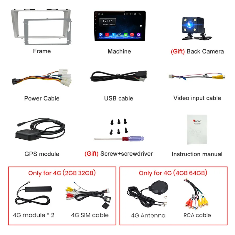 Junsun V1 Android 9,0 2G+ 32G DSP автомобильный Радио Мультимедиа Видео плеер навигация gps 2 din для Toyota Camry 40 50 2007 2008 без dvd