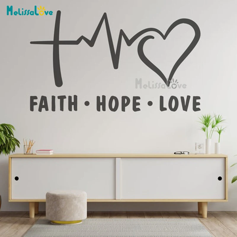 

Faith Hope Love Heart Beat Decal Living Room Bedroom Home Decor Removable Vinyl Wall Sticker Mural BD837