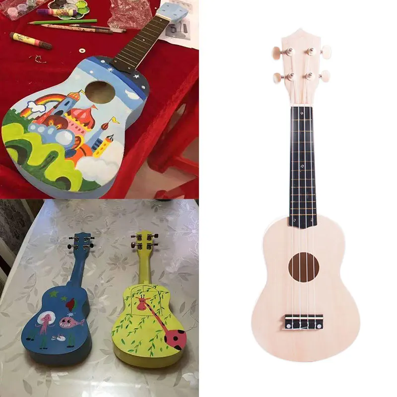  Intellectual Raw Wood Color Assemble Art Teaching Ukulele DIY Ukuleles Musical Instruments Children - 4000445940038