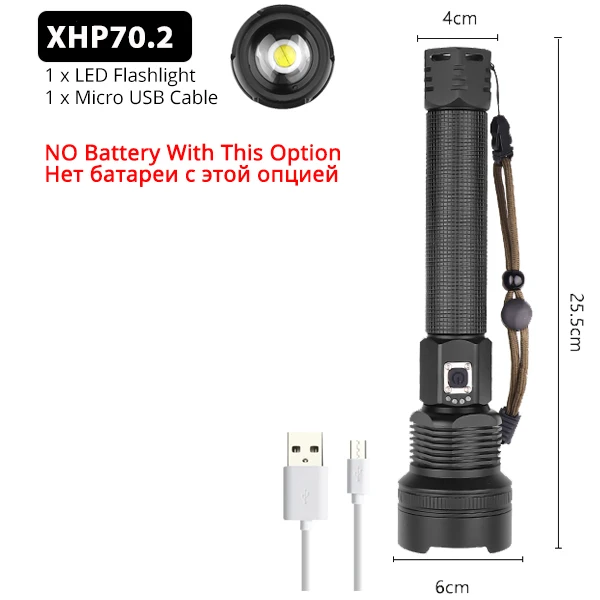 XHP90 самый мощный светодиодный светильник-вспышка XLamp 18650 26650 Zoom фонарь XHP70.2 USB Перезаряжаемый Тактический светильник для кемпинга и охоты - Испускаемый цвет: Package E