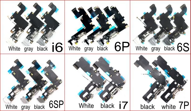 1 шт. Высокое качество для iphone 6 6s 7 7P 4,7 6 plus 5,5 Зарядное устройство Док-станция зарядный порт детали гибкого кабеля белый/серый
