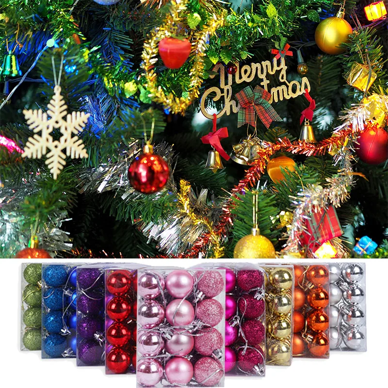 24Pcs Vrolijk Kerstfeest Kleurrijke Kerst Bal Glow Led Kerstboom Ornamenten Opknoping Nieuwe Jaar Kerst Decorationfor Thuis