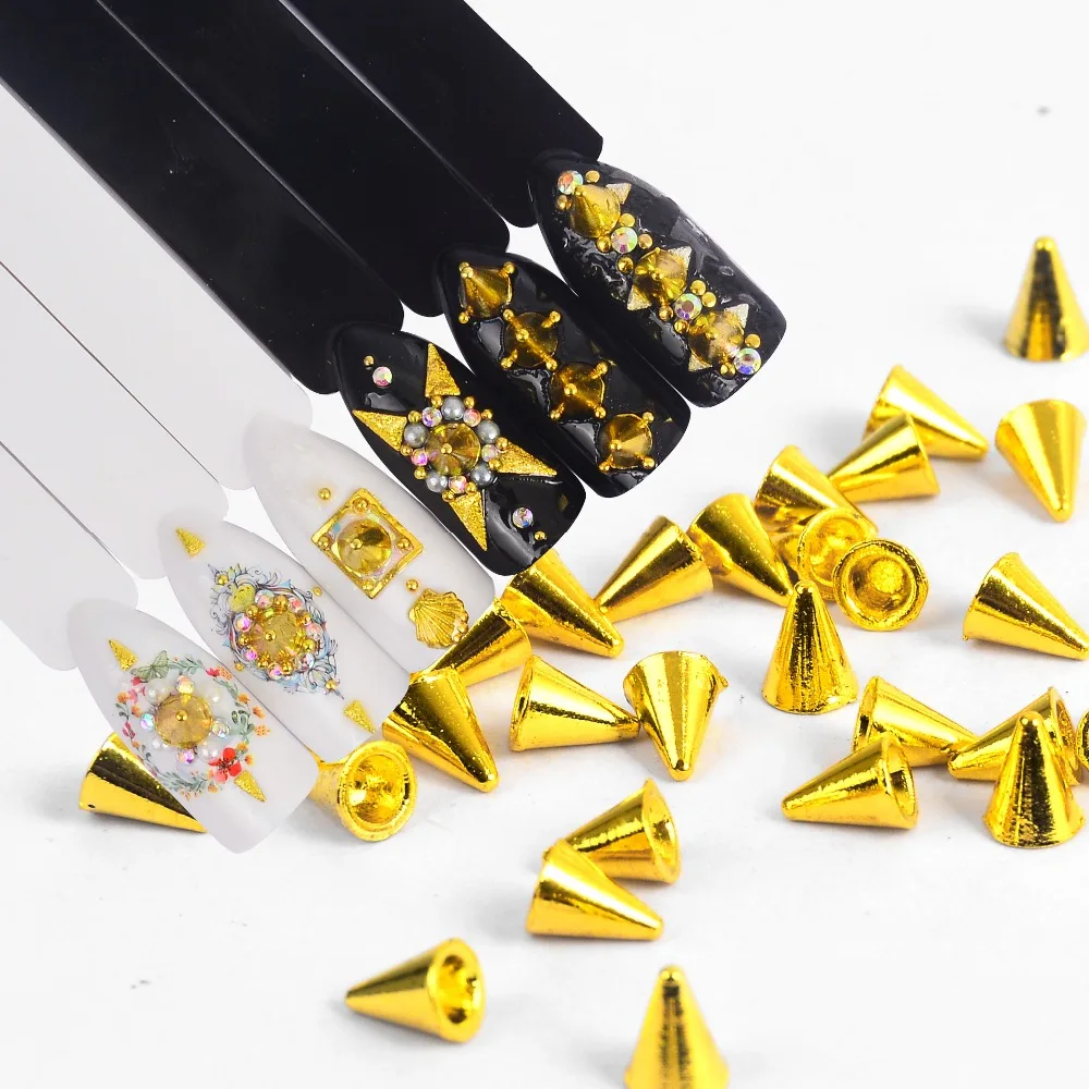 1 коробка модный аксессуар для ногтей металлический Панк Металлический Конус