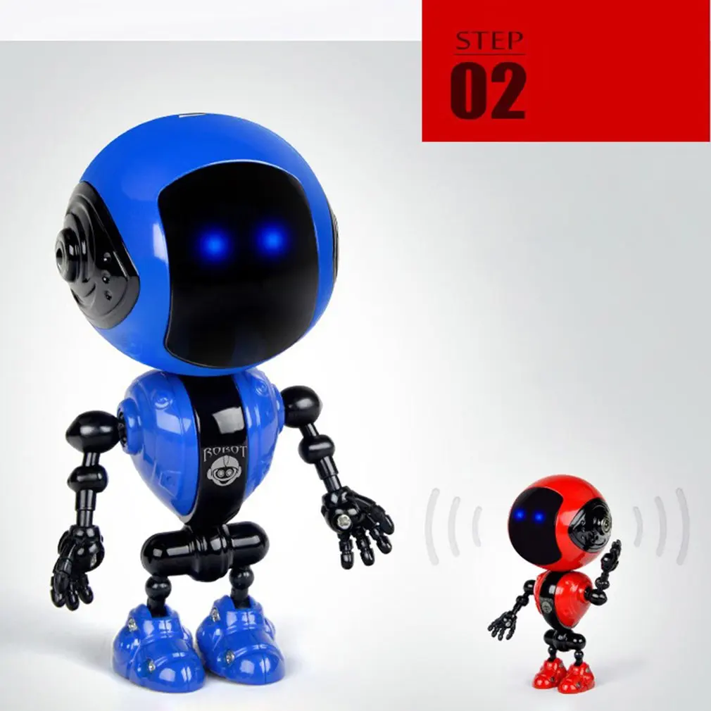 Детские развивающие игрушки, индукционный робот из сплава, мини перезаряжаемый робот с подсветкой и голосом, деформационная игрушка