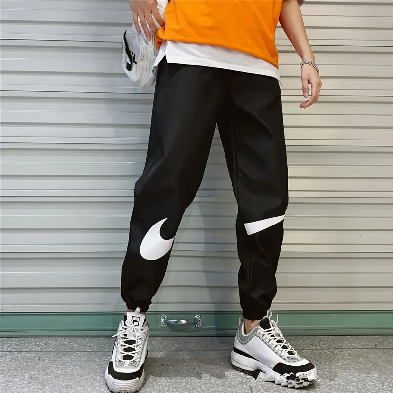 Мужские спортивные штаны для бега с боковой полосой, свободные мужские штаны для бега, спортивная одежда в стиле хип-хоп, спортивные штаны-шаровары, уличная одежда унисекс