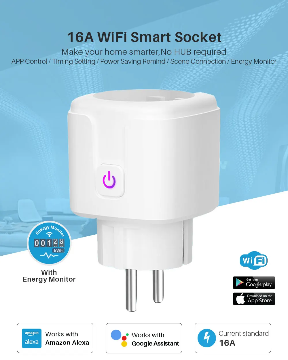 Vesync WiFi Smart Plug 20A EU Socket Adapter Smart Home With Power Monitor  Timing Remote Comtrol Works with Alexa Google Home - AliExpress