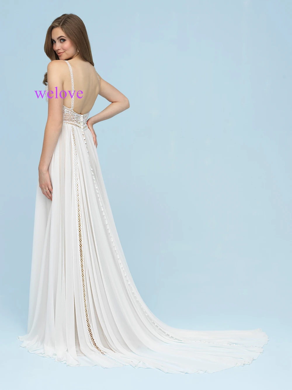 Robe de mariee Новое поступление новое летнее пляжное свадебное платье с бретелями белое свадебное платье с открытой спиной es Vestige De Noiva
