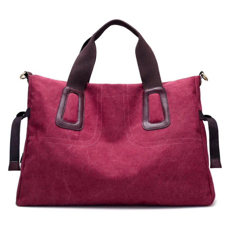 MoneRffi большая карманная повседневная женская сумка Большая вместительная сумка для женщин через плечо холщовые дорожные сумки - Цвет: wine red