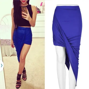 

Slim Fit Draped Sexy Dress Asymmetrical High Waisted Stretch Bodycon Low Mini Maxi Skirts For Evening Party Club