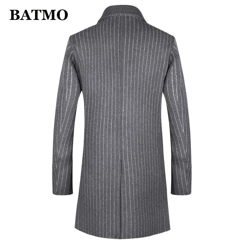 BATMO Новое поступление осенне-зимний высококачественный шерстяной Тренч в полоску для мужчин, мужские шерстяные куртки, большие размеры 2006