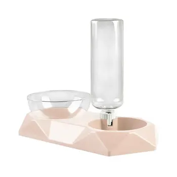 

PP Rhombus Pet Accessories Home Raised Feeding Dogs 15 Degree Tilted Adjustable Non Slip Automatic Water Dispenser Cat Bowl Set
