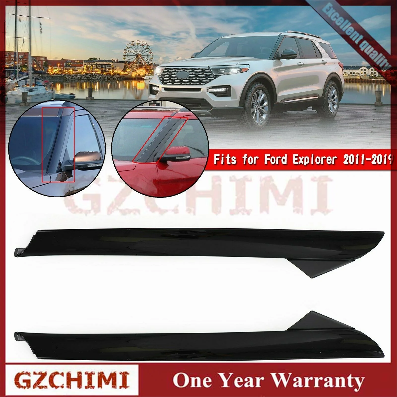 2pcs Front Left + Right Windshield Outer Trim Molding Ford Explorer 2011-2.3L / 3.5L