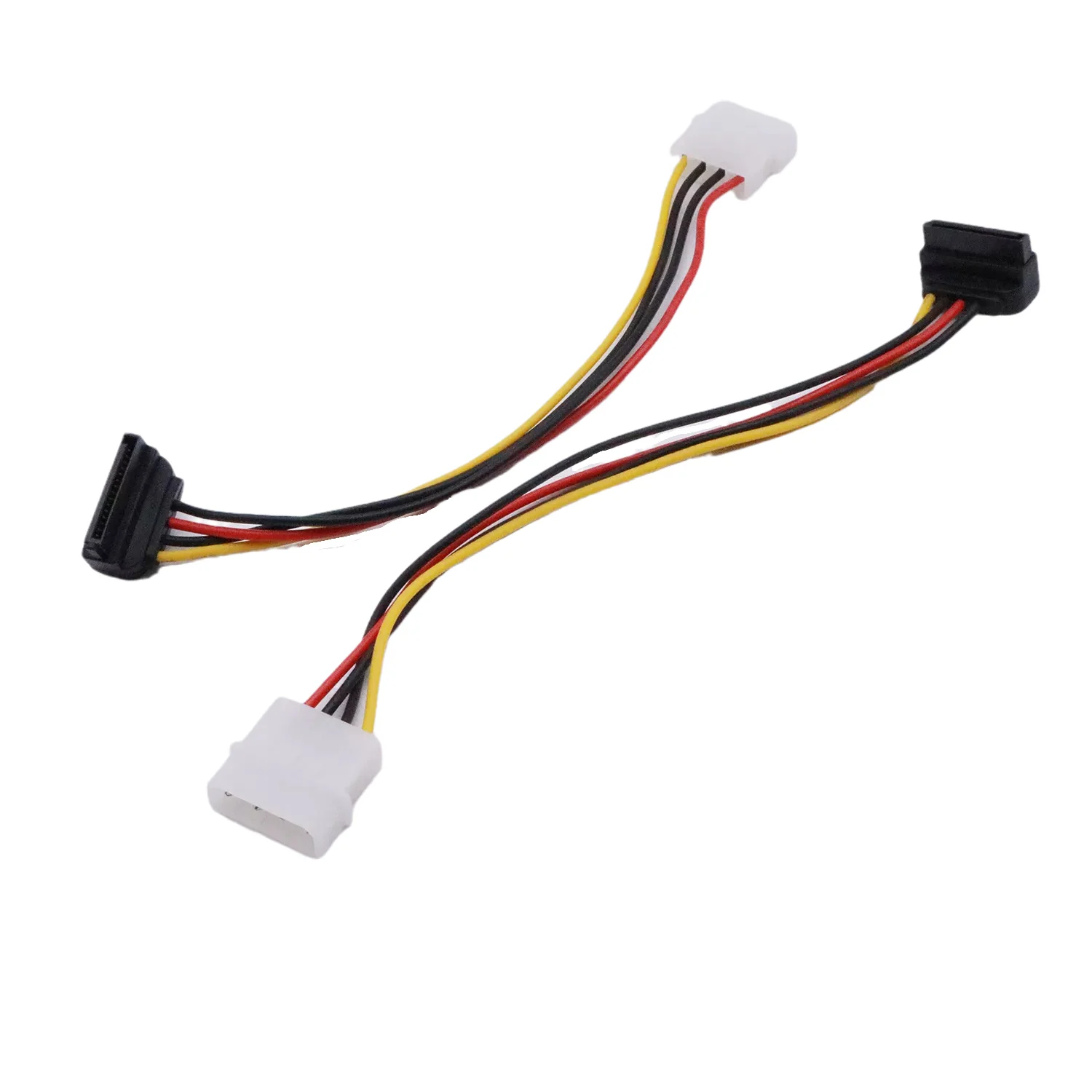 

2pcs IDE 4 Pin Molex Male to Serial ATA SATA Female 15 Pin 90° Angle HDD Power Adapter Connector Cable