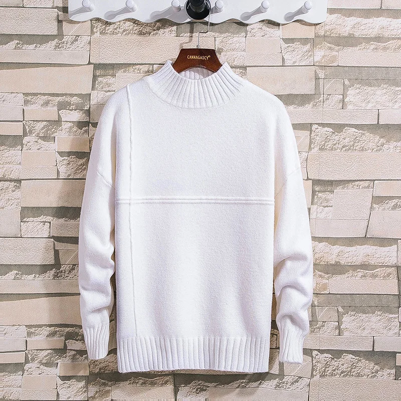 UYUK2019 Autumn And Winter New Self-cultivation Wild Casual Korean Version Of The Semi-high Collar Men's Solid Color Sweaters UYUK2019 Autumn And Winter New Self-cultivation Wild Casual Korean Version Of The Semi-high Collar Men's Solid Color Sweaters