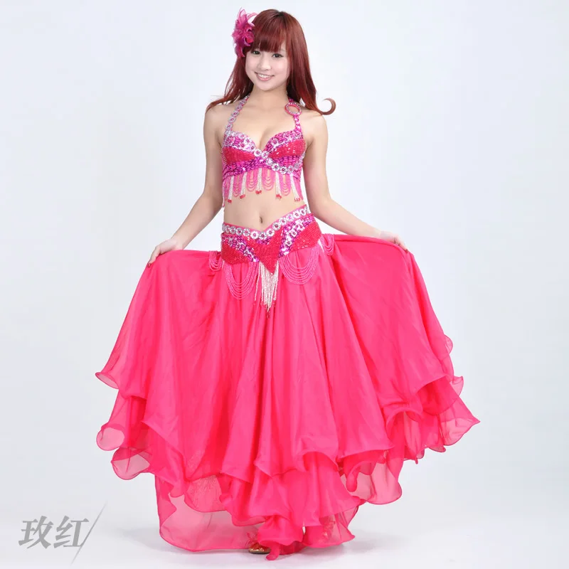 Rose red 2 шт./компл. костюмы для танца живота Восточные Танцевальные Костюмы для танца живота карнавальные танцевальные костюмы# DP0101 - Цвет: Rose red