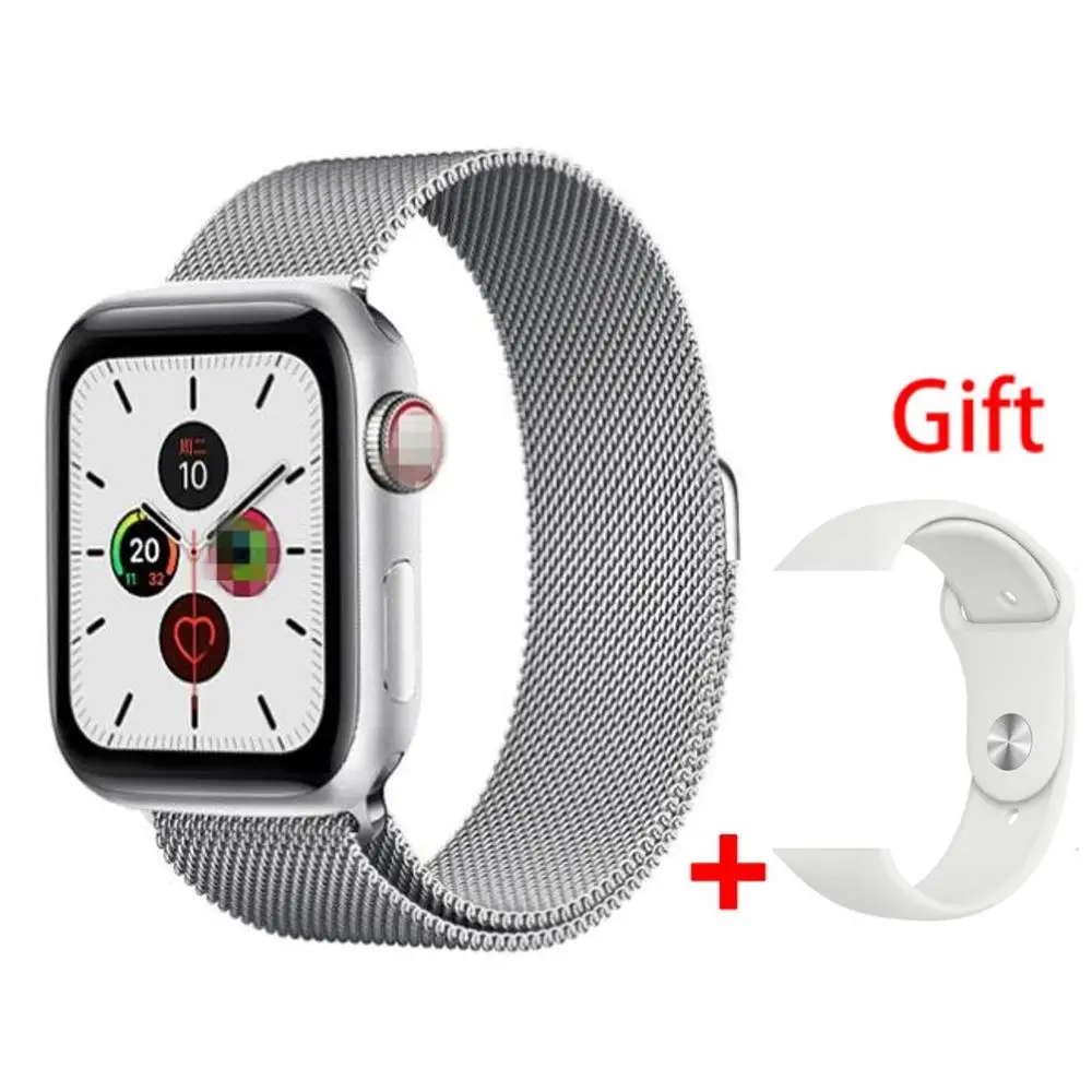 Silver Add Strap Часы SmartWatch IWO 13 Series 5 IWO13 умные часы 40 мм ручка кодер buttton для Apple IOS Android телефон Пульс PK IWO 11 12 - Цвет: Silver Add Strap