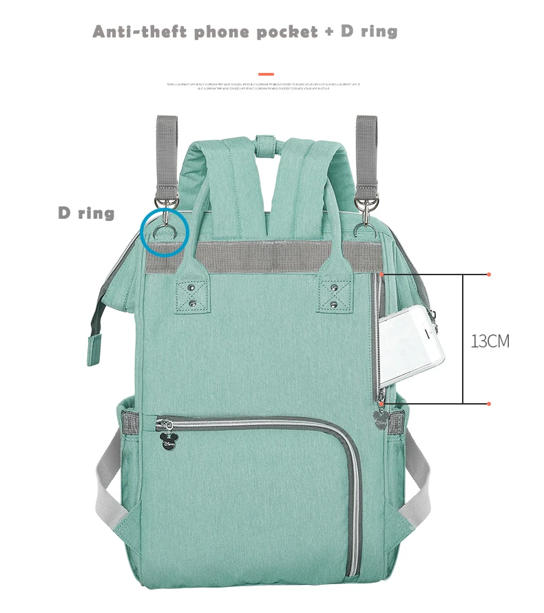 Mommy Bag disney детские сумки для мам Многофункциональный рюкзак подгузники сумки мама пеленки путешествия водонепроницаемый влажный сухой розовый зеленый