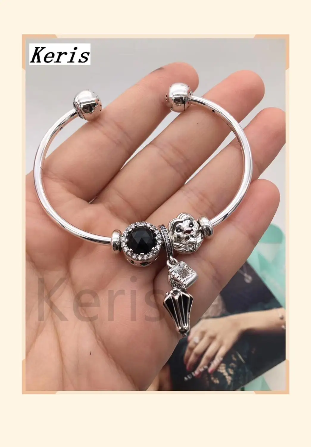 

Keris Store High Quality 1:1 100% Silver Carousel Tea Cup Design Open Bracelet Gift Free Package