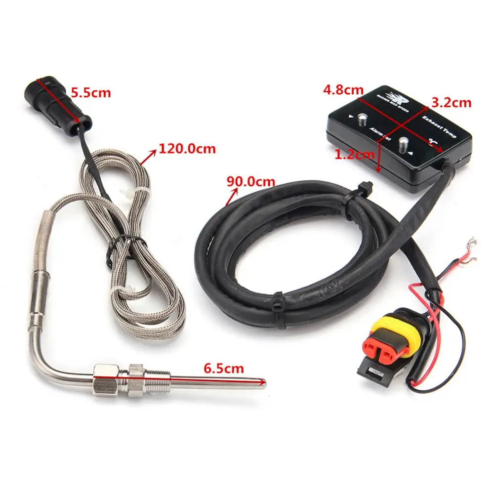 Digital Car Exhaust Gas Temp Gauge LED Display EGT Temperature Meter Sensor