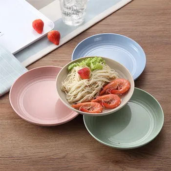 

Wheat Straw Plates Solid Color Eco Food Snack Dish Plate Lunch Dinner Dessert Fruit Plate Tray Kitchen Cooking Tableware тарелки