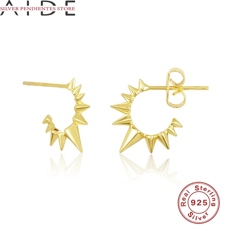 

AIDE 1Pair 925 Sterling Silver Stud Earrings For Women Personality Fashionable Zircon Rivet C Shape Earring Aretes De Mujer