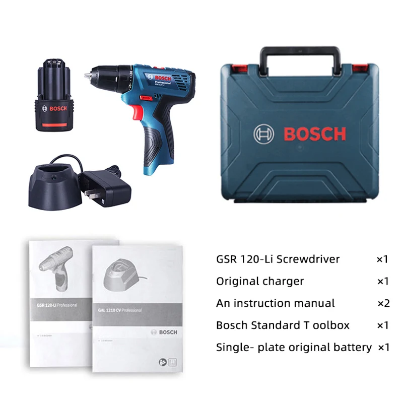 Bosch GSR 120-Li литиевая Электрическая Дрель 12 В Электрическая отвертка шуруповерт регулировка скорости вперед и назад ручная дрель - Цвет: Package 1