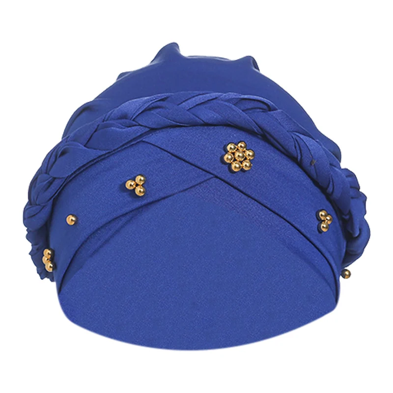Женская мода Повседневный тюрбан витая бисером коса платок шапка волосы покрытая упаковка шляпа