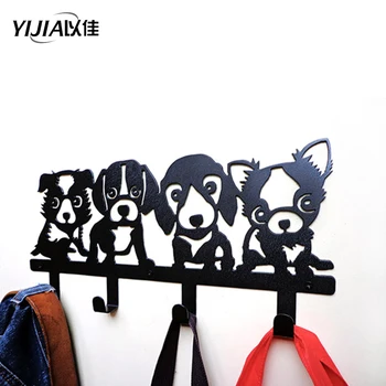 

Bathroom accessories four puppy shape iron key hook home bedroom living room decoration coat hook