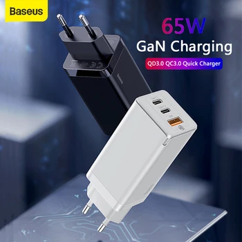 

Baseus 65W GaN Charger PD QC Fast Charger Type C 3.0 Quick Charge 3 Port USB Plug Adapter Portable Wall Charger For Tablet Phone