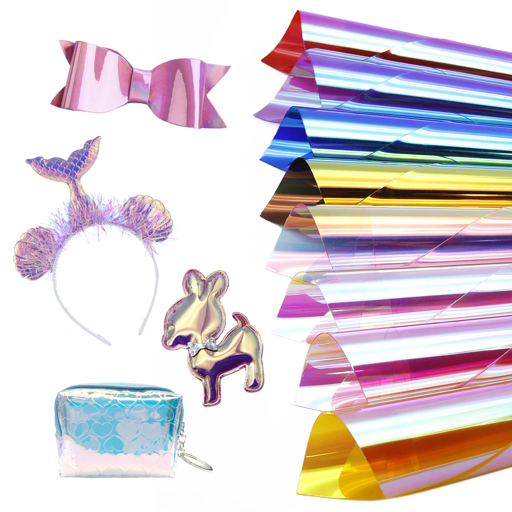 

David accessories 20*34cm Semi-transparent Smooth Mirror Artificial Synthetic Leather For Hair Bow DIY Projects Handbag,1Yc7076