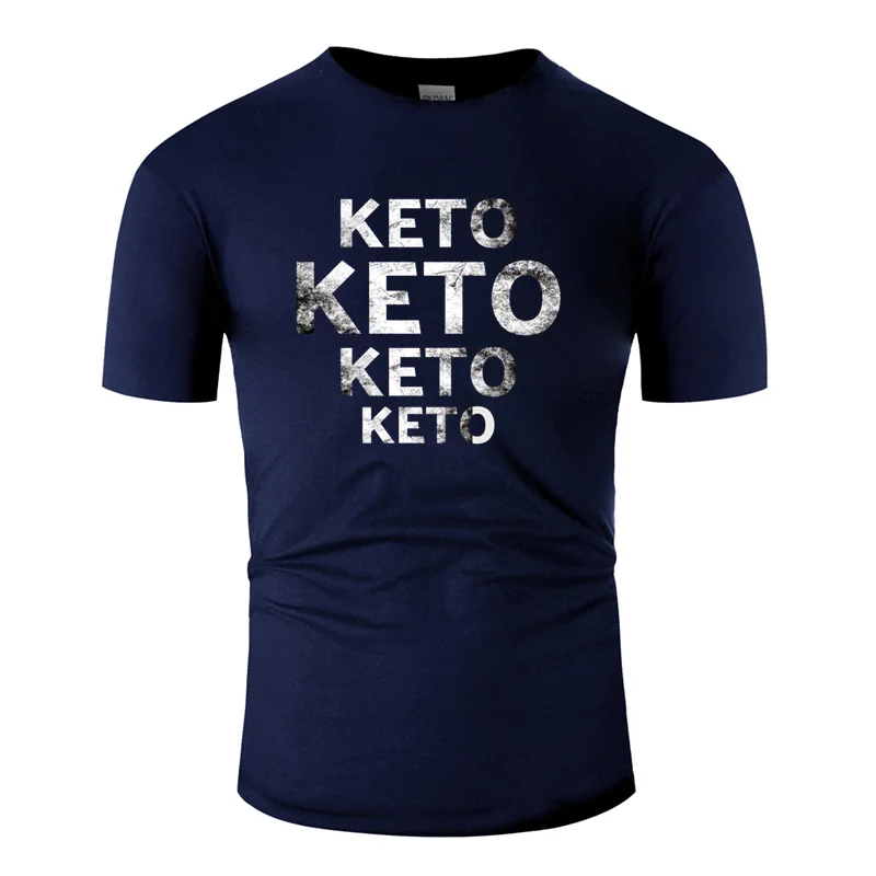Men-Navy Blue Графический классический кетогенный диета футболка для мужчин Новинка сплошной цвет Футболка против морщин хлопок хип хоп - Цвет: Men-Navy Blue