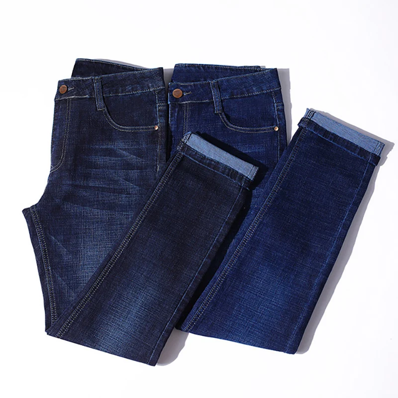 Осенние повседневные джинсы мужские однотонные тонкие прямые Стрейчевые тонкие джинсы классические из денима мужские уличные обтягивающие брюки Прямая поставка