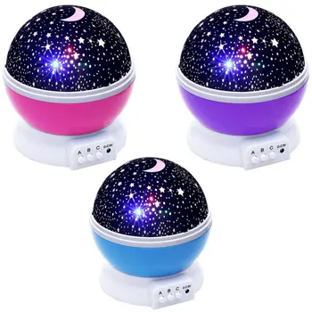 

Colorful Starry Sky Projector Moon Night Light Battery Operated USB Charging Rotating Night Light Projection Lamp
