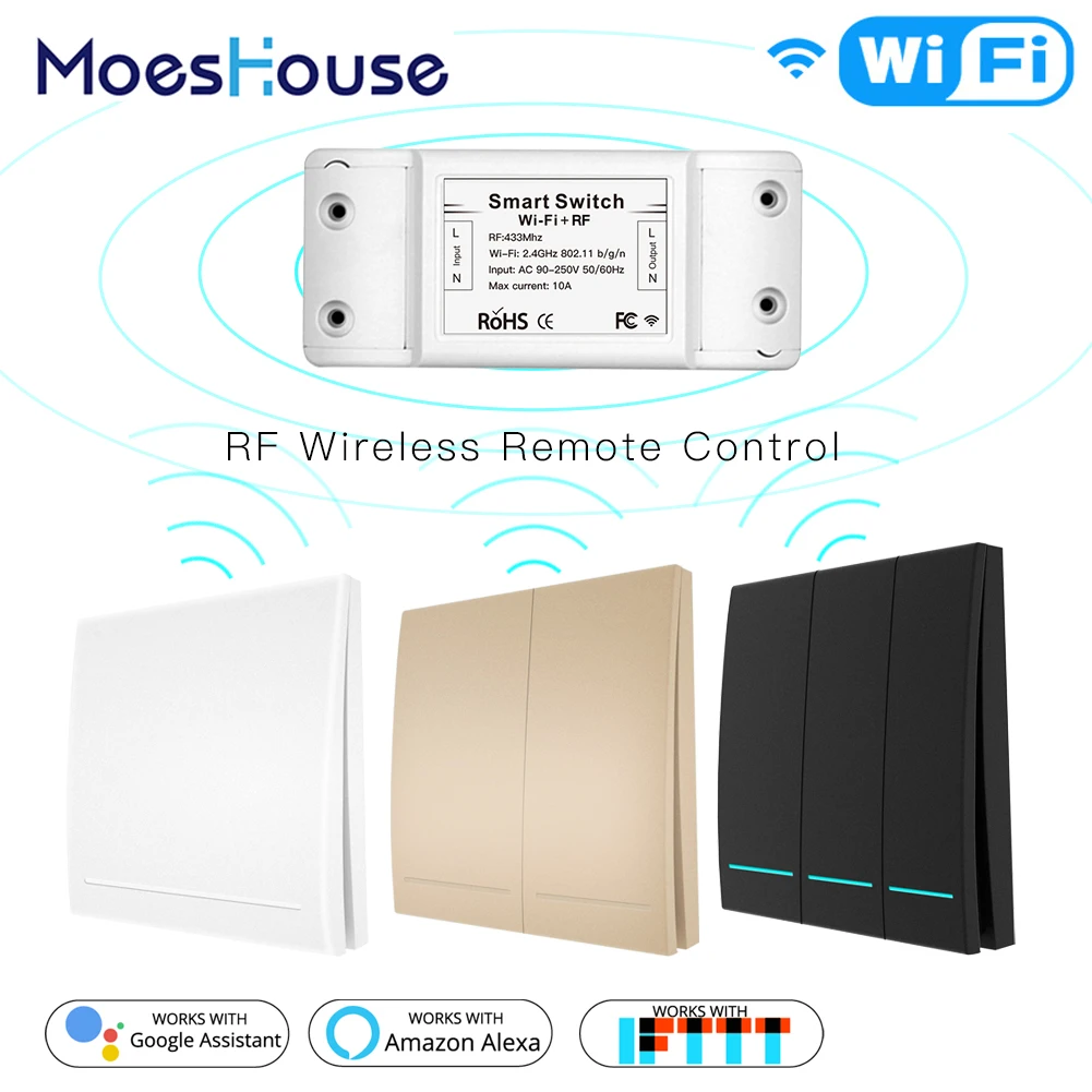 Wifi RF433 беспроводной пульт дистанционного управления смарт-переключатель, настенный панельный передатчик mart Life/Tuya приложение работает с Alexa