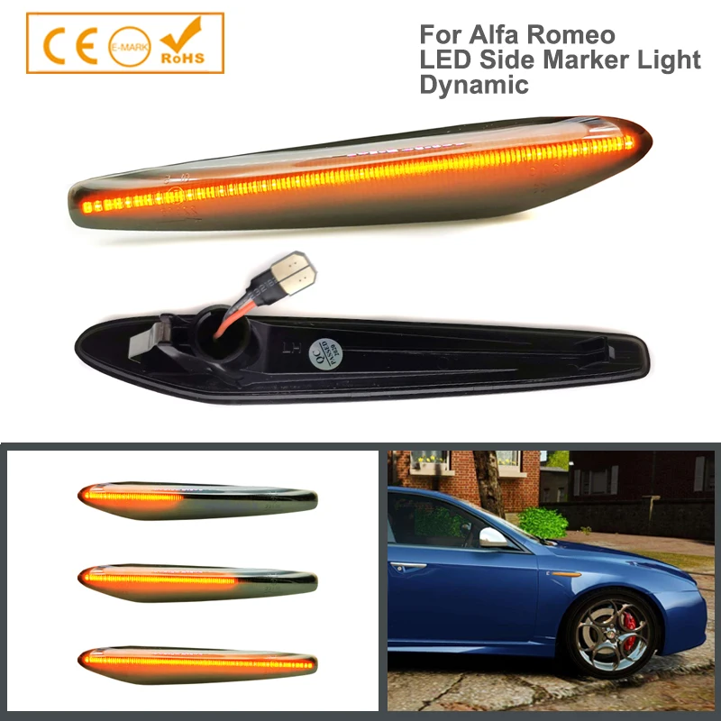 2Pcs Error Free LED Dynamic Side Marker Lights Arrow Turn Signal Blinker Lamps For Alfa Romeo 159 Sportwagon Boera Spider 939