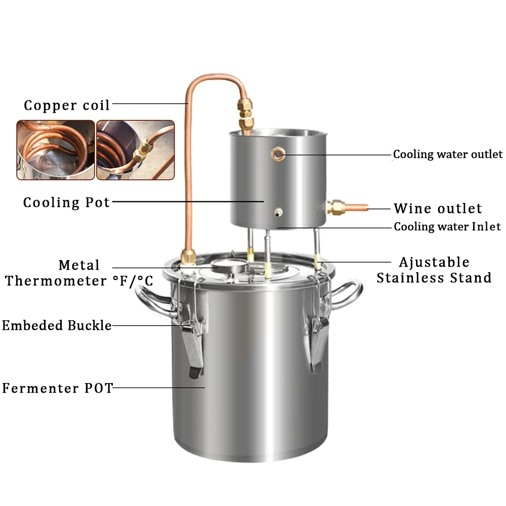 Moonshine еще спирт дистиллятор алембические спирты и алкоголь вино делая бойлер с термометром насос для виски бренди водки 304 S